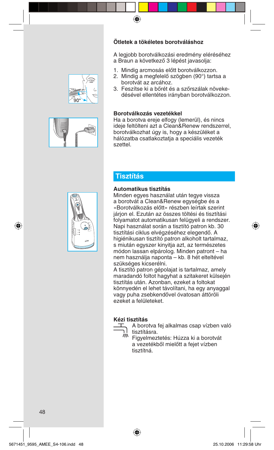 Tisztítás, Rese t | Braun 5671 User Manual | Page 47 / 104