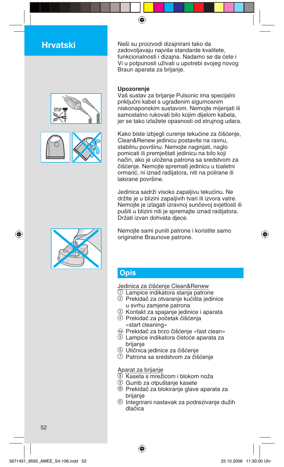 Hrvatski, Opis | Braun 5671 User Manual | Page 51 / 104