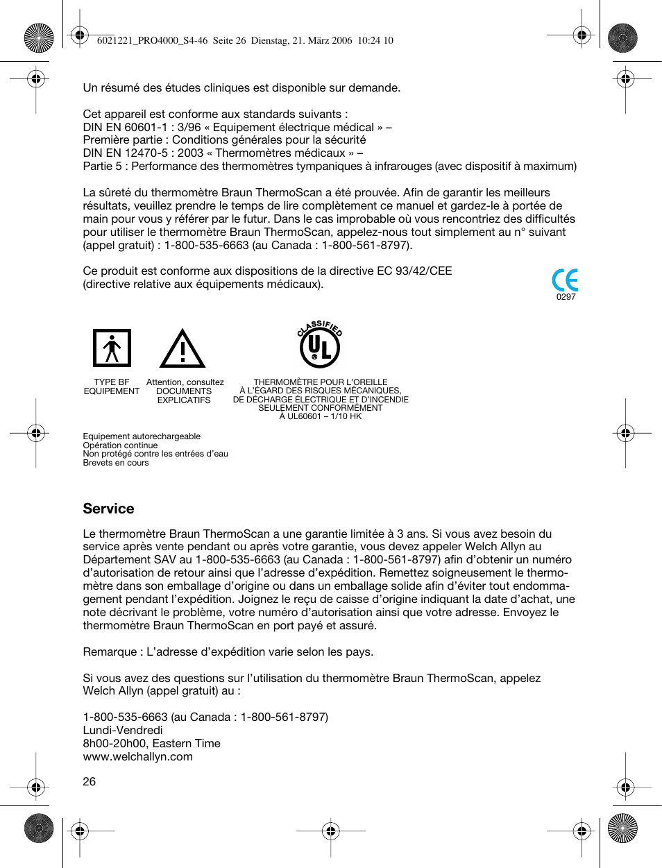 Service | Braun ThermoScan PRO 4000 User Manual | Page 26 / 46