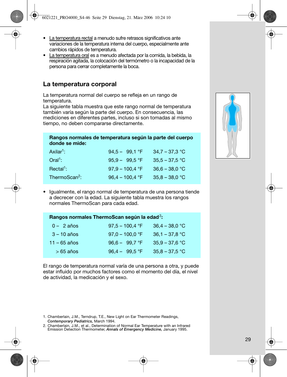 La temperatura corporal | Braun ThermoScan PRO 4000 User Manual | Page 29 / 46