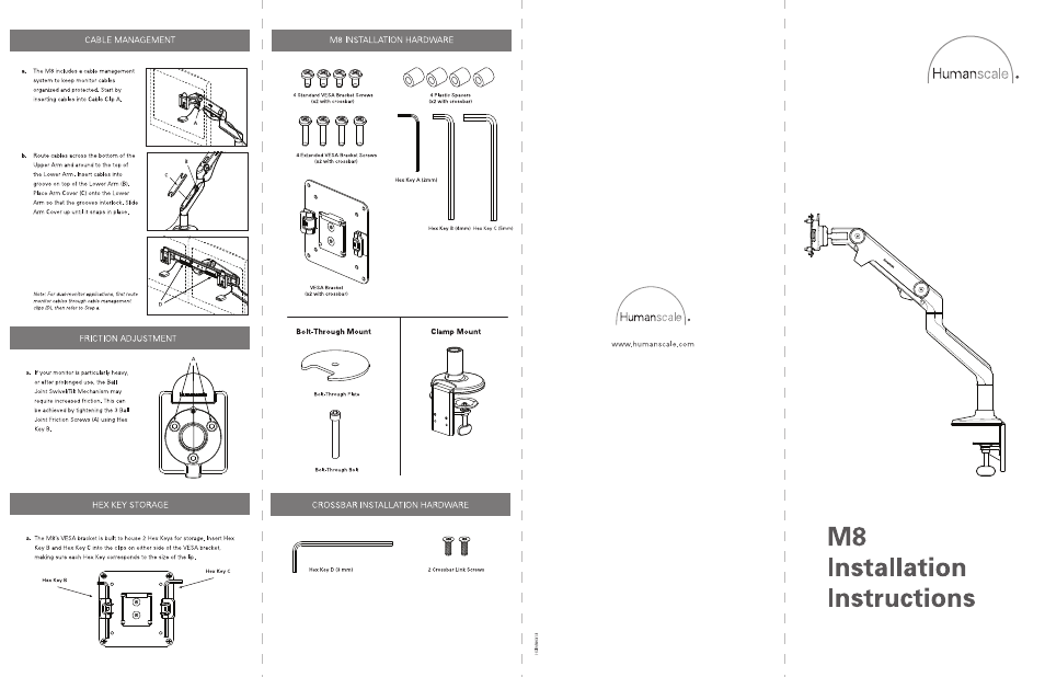 Humanscale M8 Installation User Manual | 2 pages