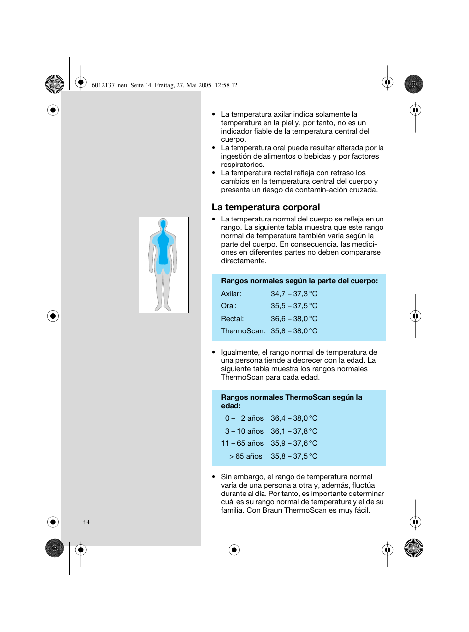 Braun ThermoScan IRT 3020 User Manual | Page 14 / 48