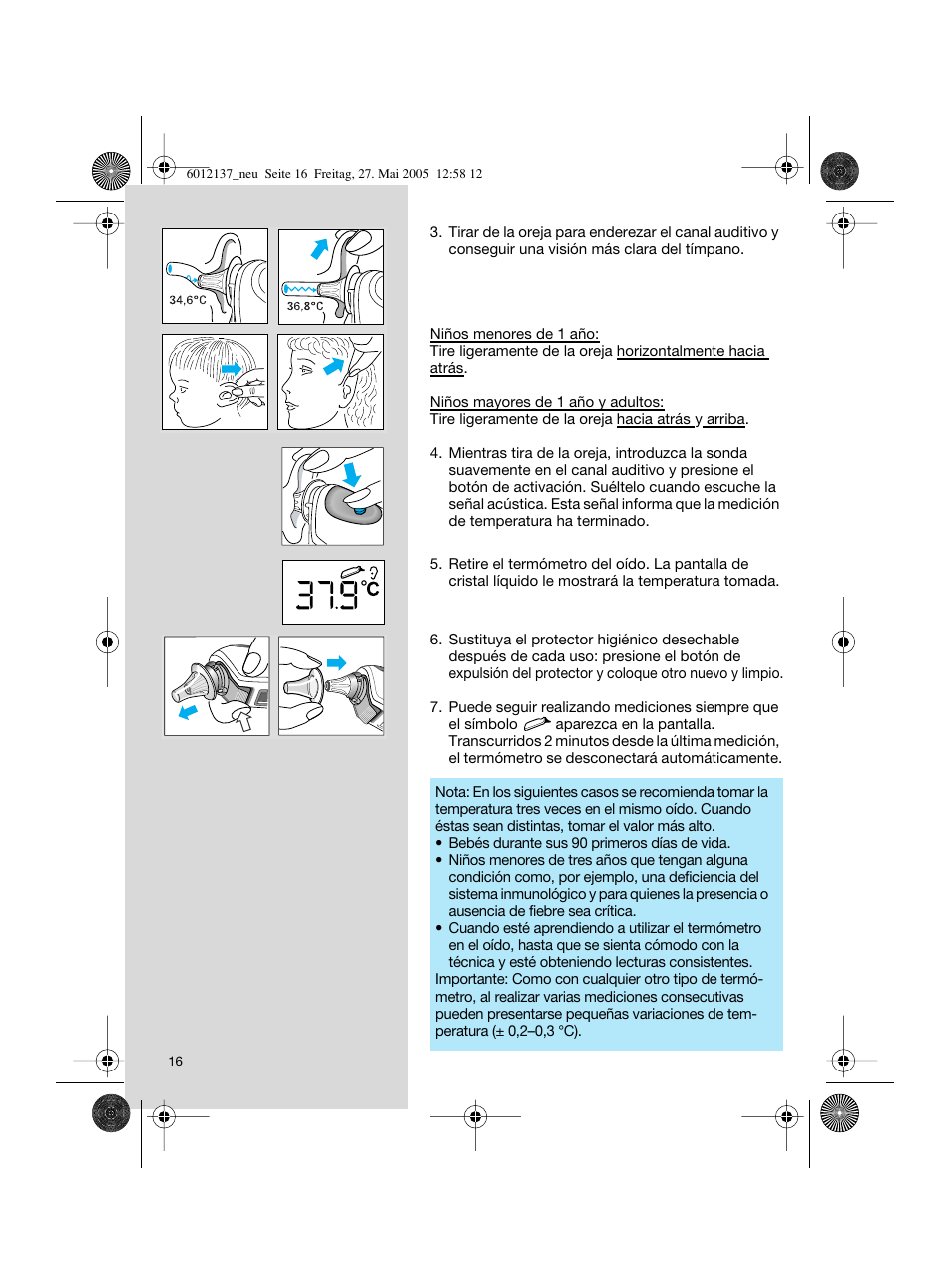 Braun ThermoScan IRT 3020 User Manual | Page 16 / 48