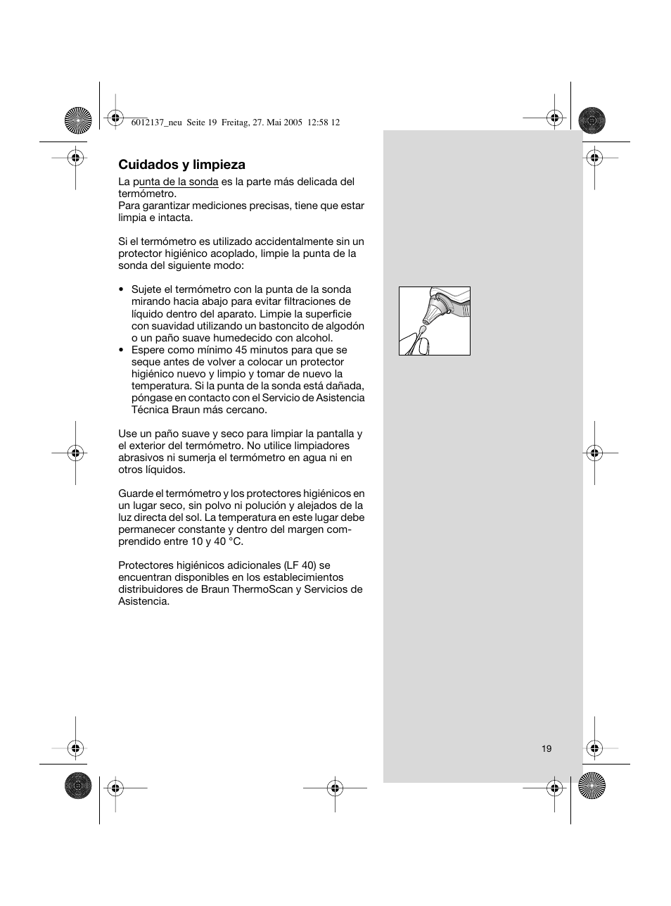 Braun ThermoScan IRT 3020 User Manual | Page 19 / 48