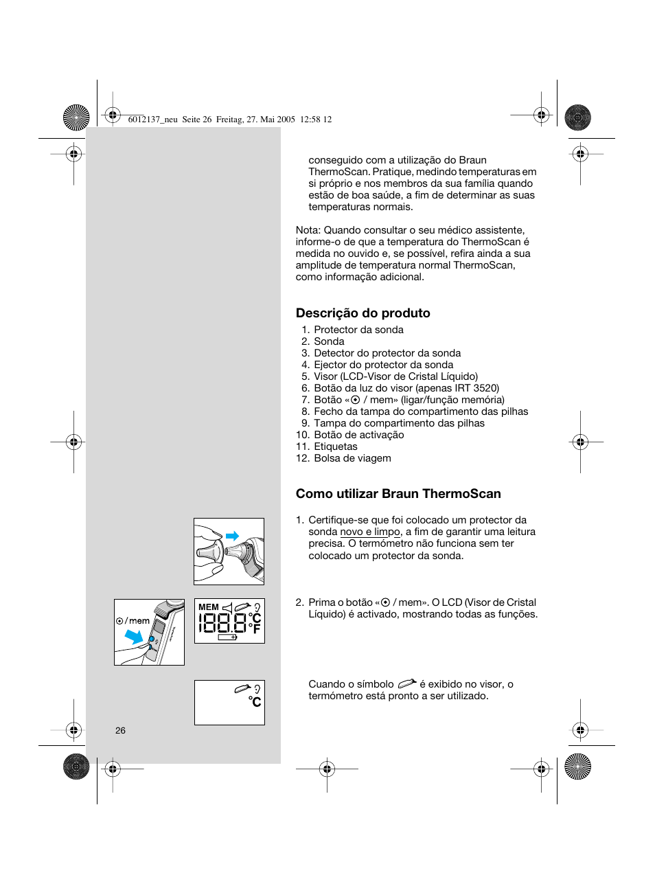 Braun ThermoScan IRT 3020 User Manual | Page 26 / 48