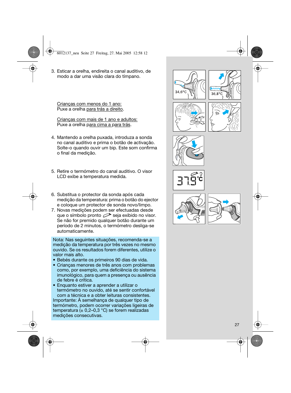 Braun ThermoScan IRT 3020 User Manual | Page 27 / 48
