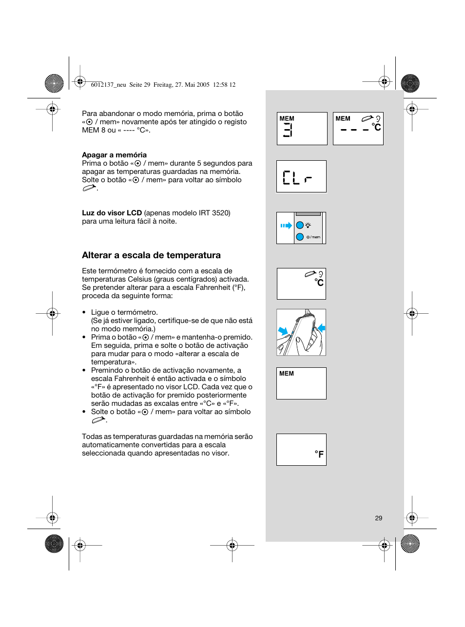 Braun ThermoScan IRT 3020 User Manual | Page 29 / 48