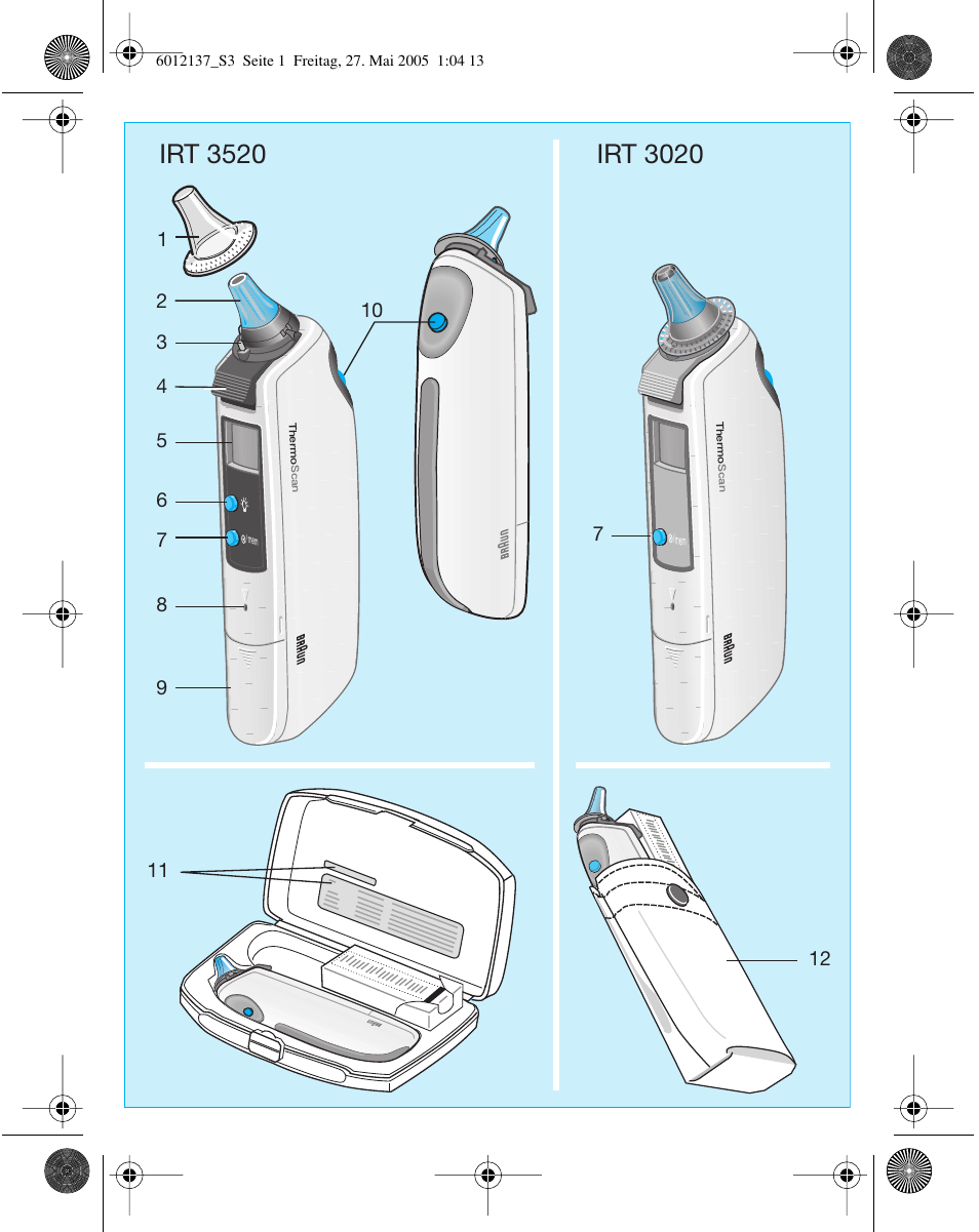 Irt 3020, Irt 3520 | Braun ThermoScan IRT 3020 User Manual | Page 3 / 48