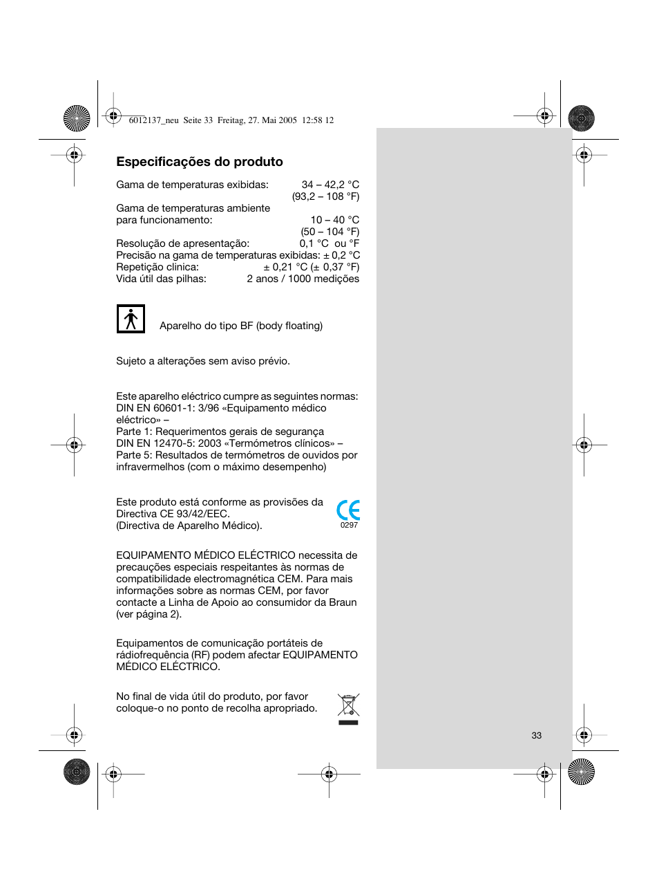 Braun ThermoScan IRT 3020 User Manual | Page 33 / 48