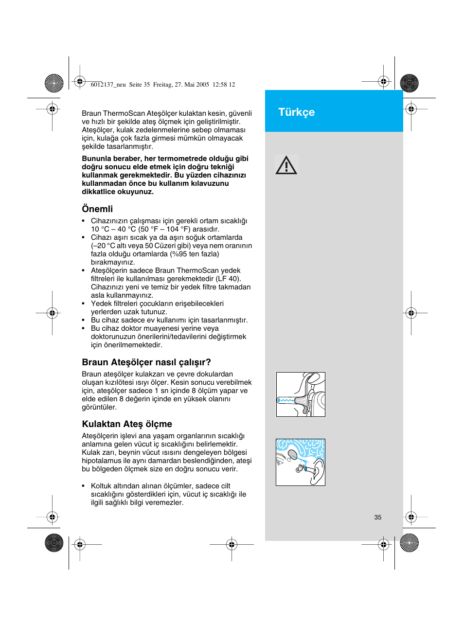 Türkçe | Braun ThermoScan IRT 3020 User Manual | Page 35 / 48