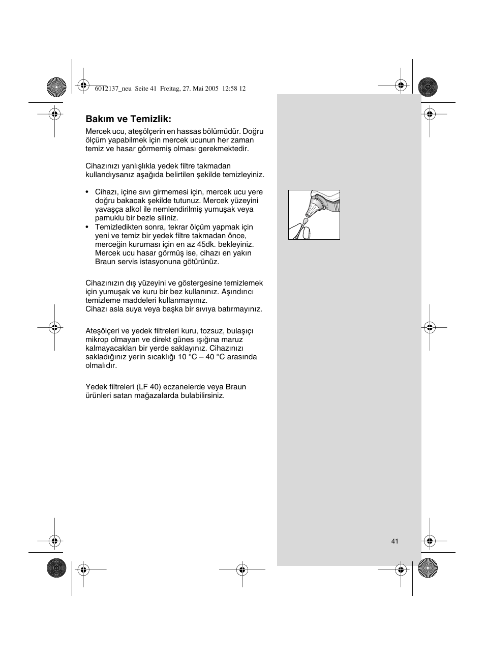 Braun ThermoScan IRT 3020 User Manual | Page 41 / 48