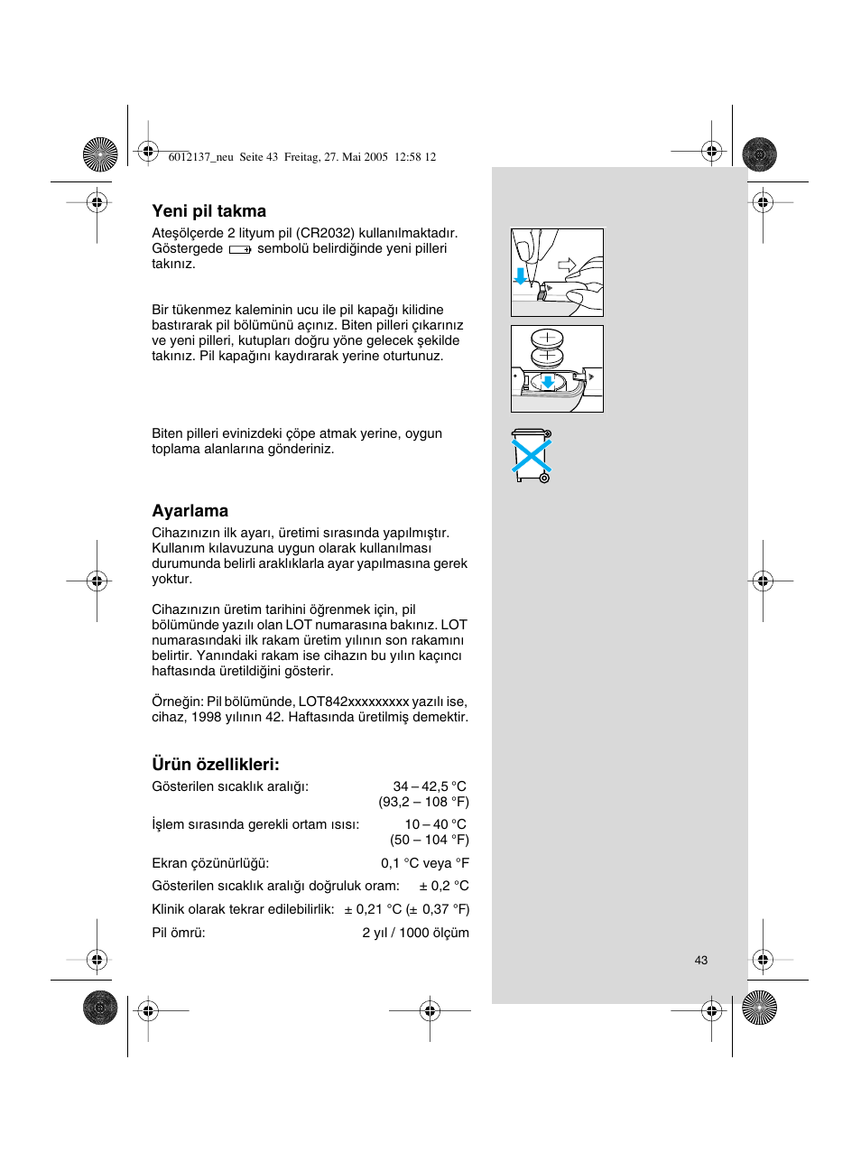 Braun ThermoScan IRT 3020 User Manual | Page 43 / 48