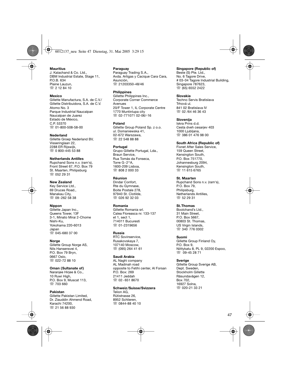 Braun ThermoScan IRT 3020 User Manual | Page 47 / 48