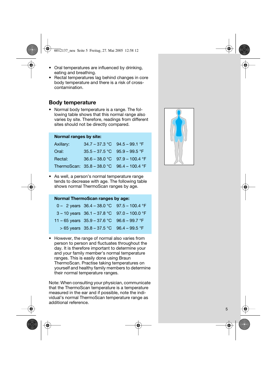 Braun ThermoScan IRT 3020 User Manual | Page 5 / 48