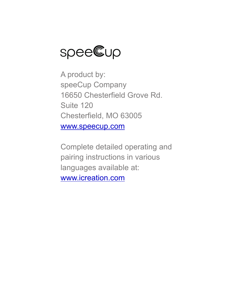 iCreation speeCup Quick Start Guide User Manual | Page 2 / 2