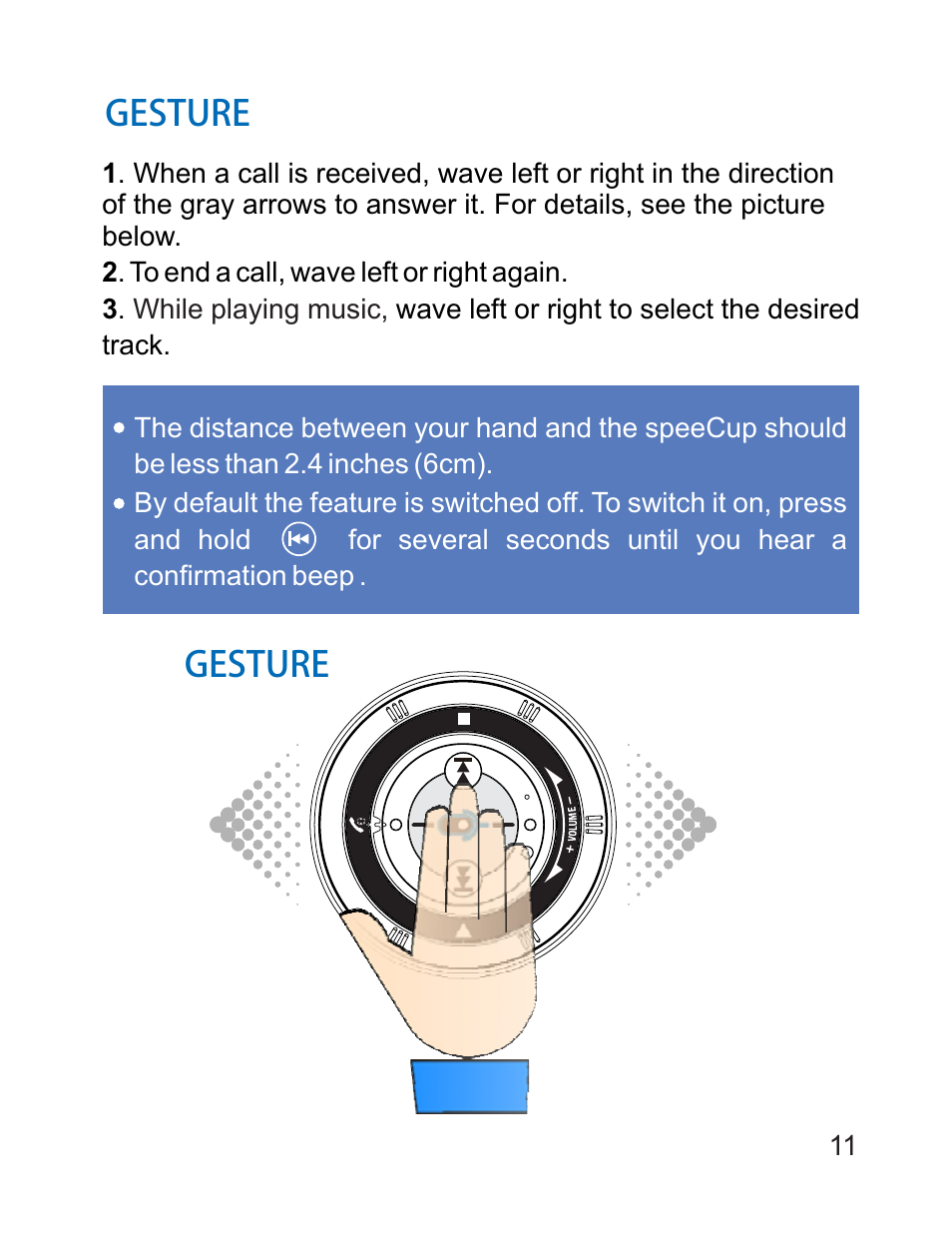 Gesture | iCreation speeCup Product Information Guide User Manual | Page 12 / 16