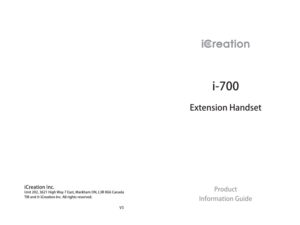 iCreation i-700 Extension User Manual | 62 pages