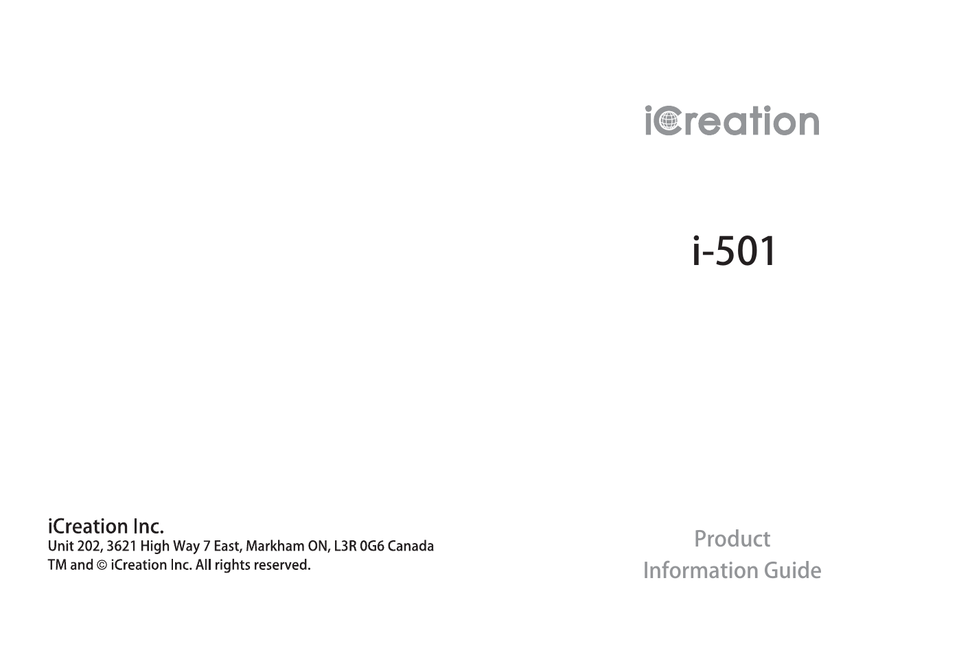 iCreation i-501 User Manual | 38 pages