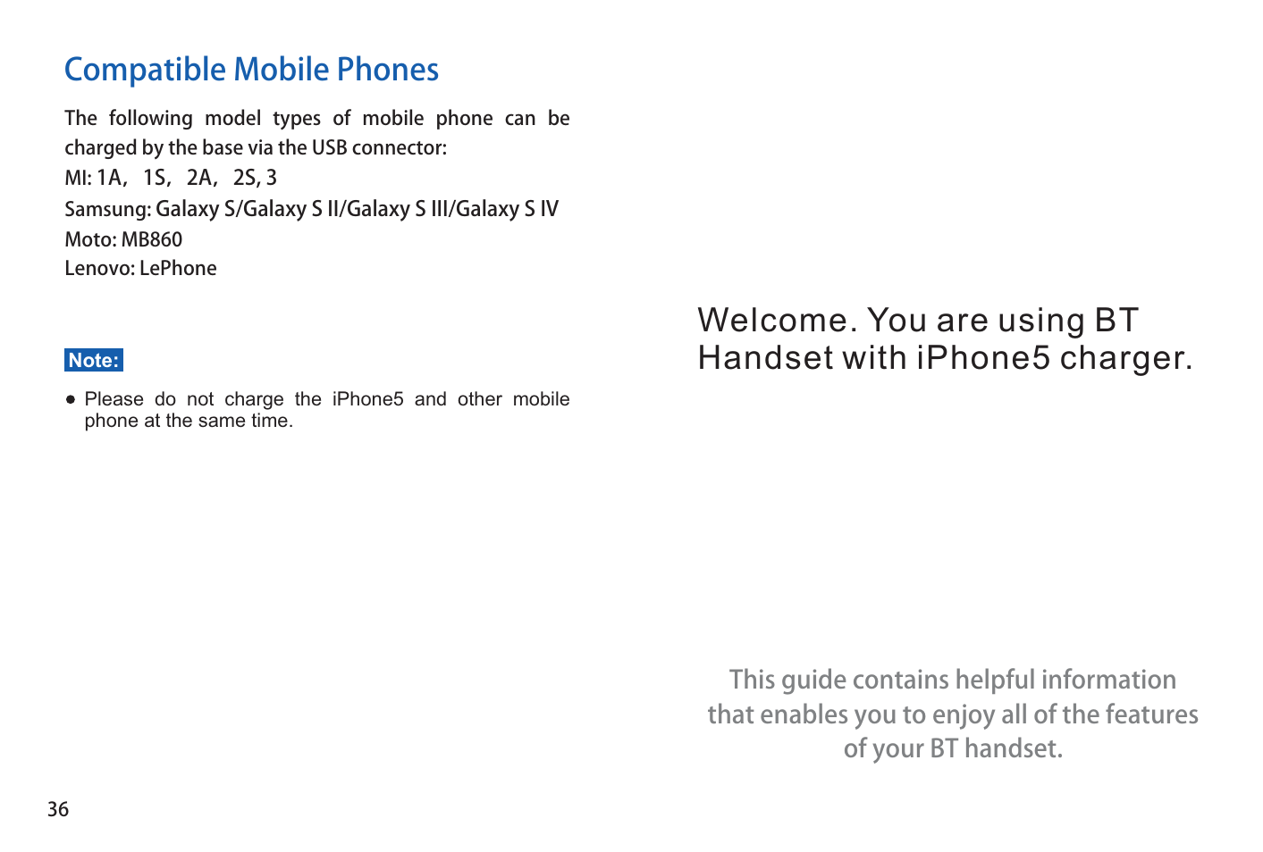 Compatible mobile phones | iCreation i-501 User Manual | Page 2 / 38