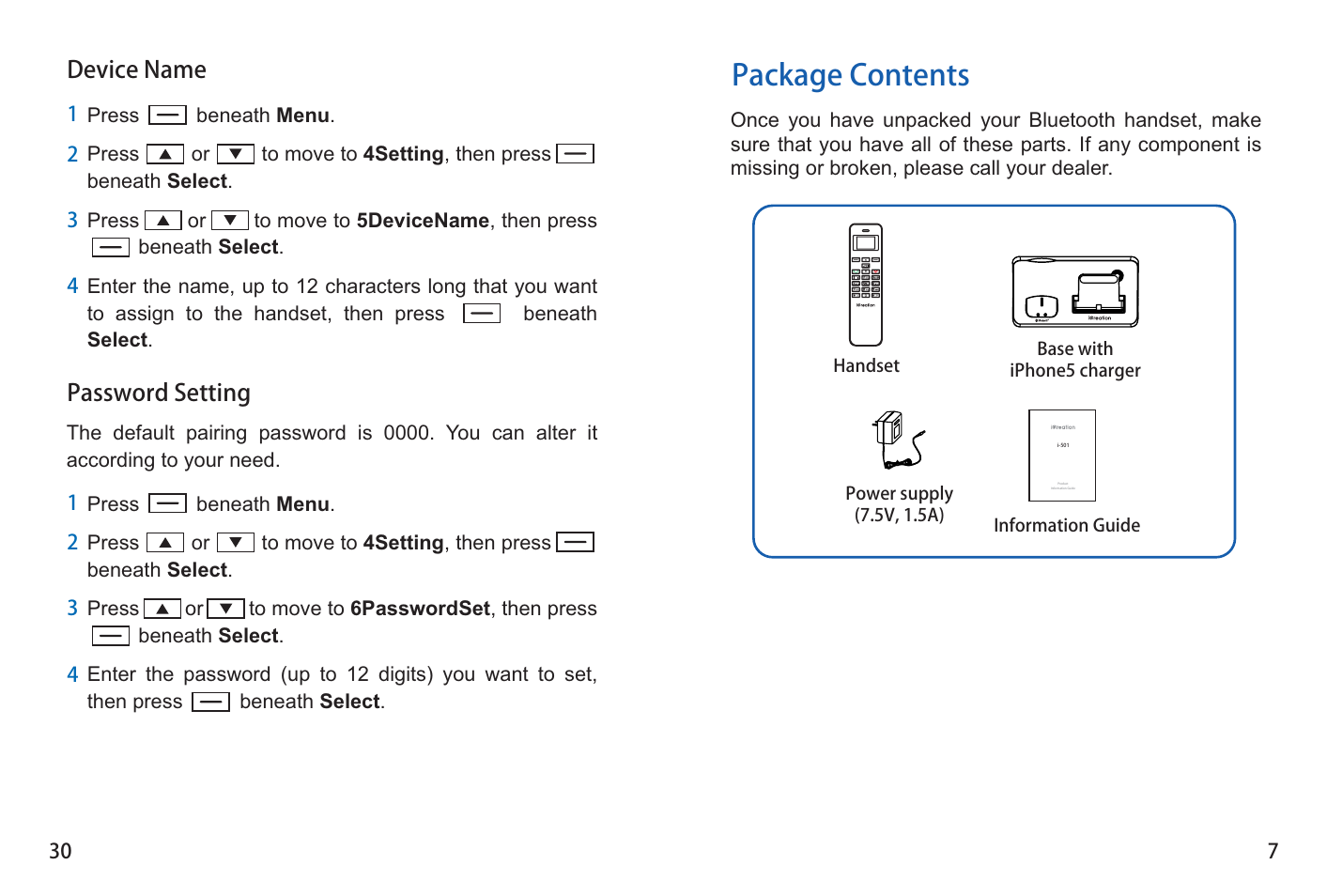 Package contents | iCreation i-501 User Manual | Page 8 / 38