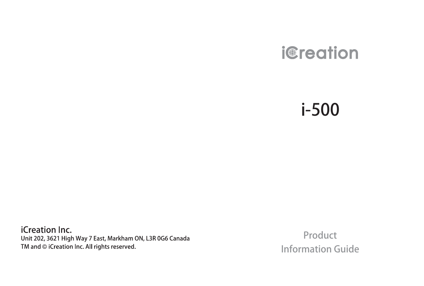 iCreation i-500 User Manual | 23 pages