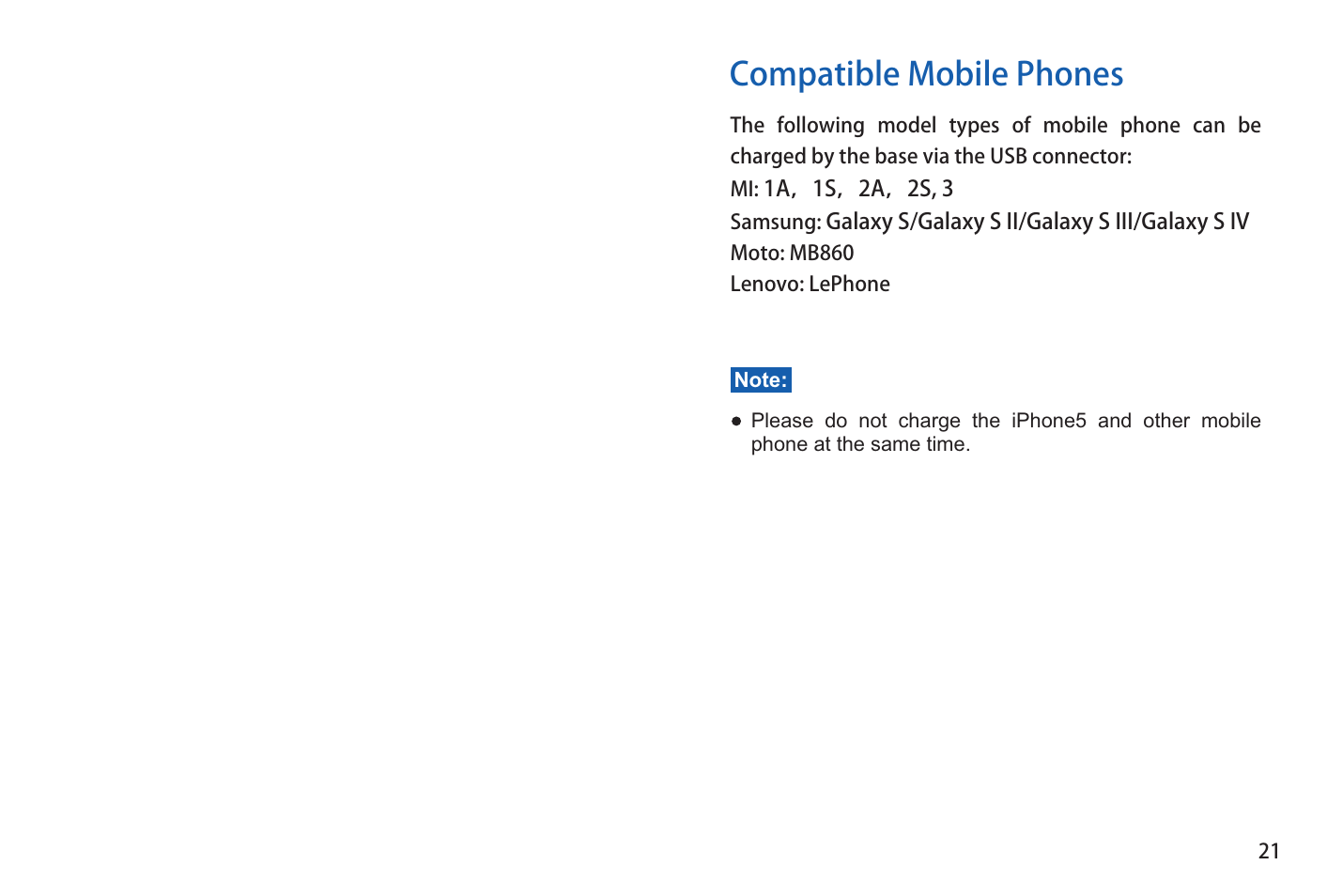 Compatible mobile phones | iCreation i-500 User Manual | Page 22 / 23
