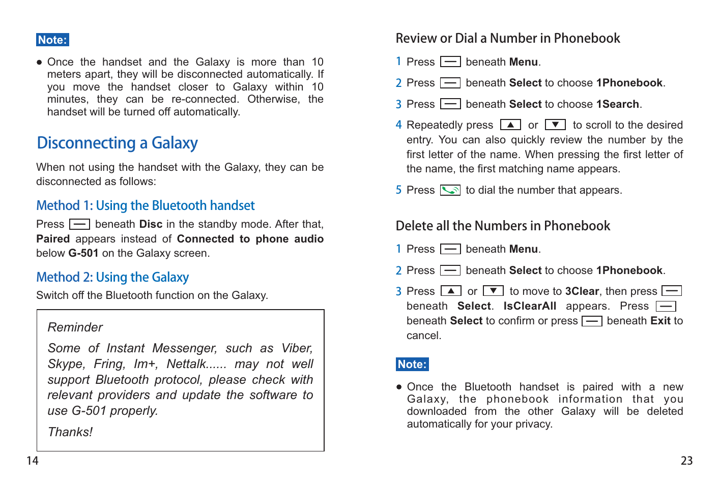 Disconnecting a galaxy | iCreation G-501 User Manual | Page 24 / 38