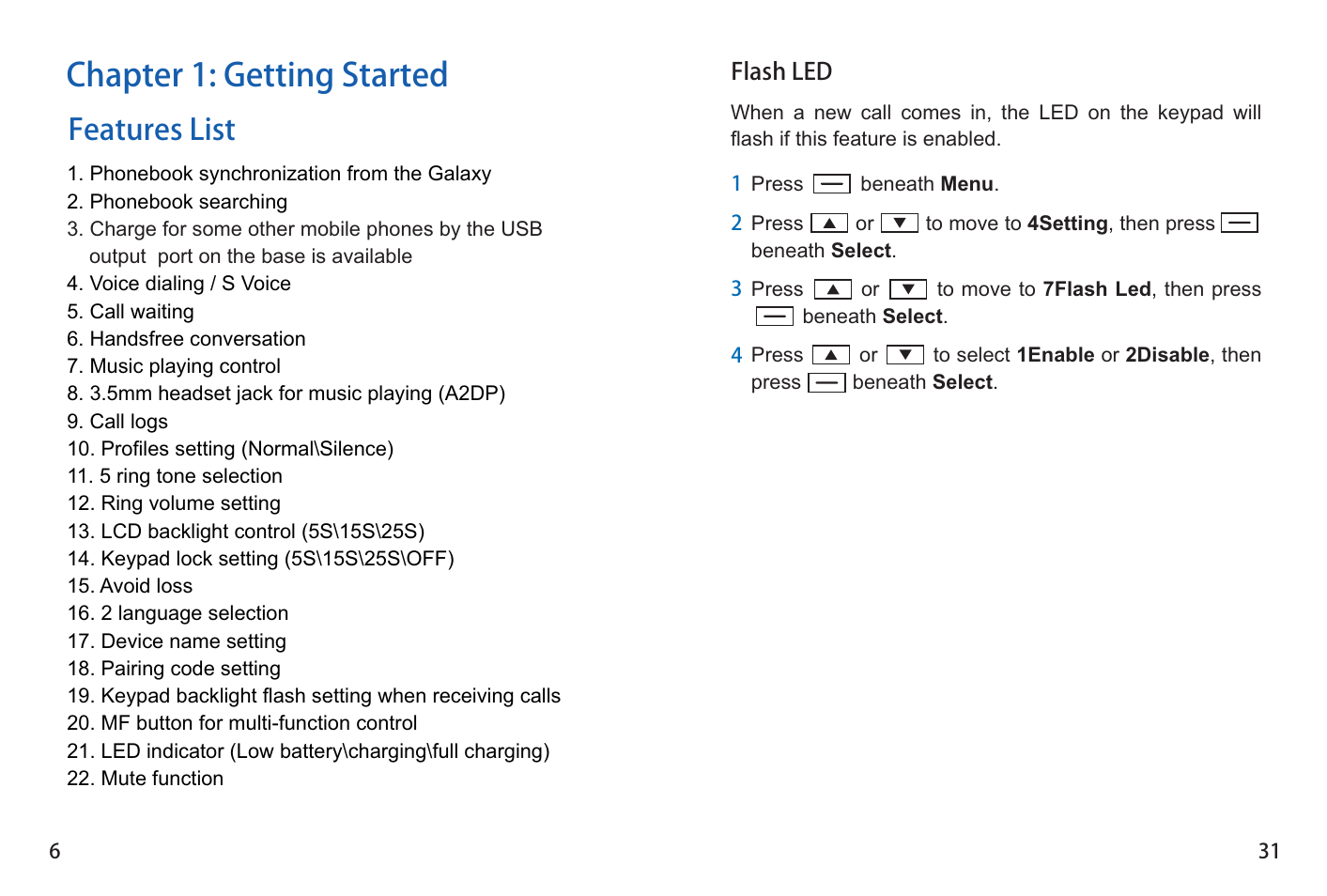 Chapter 1: getting started, Features list | iCreation G-501 User Manual | Page 7 / 38
