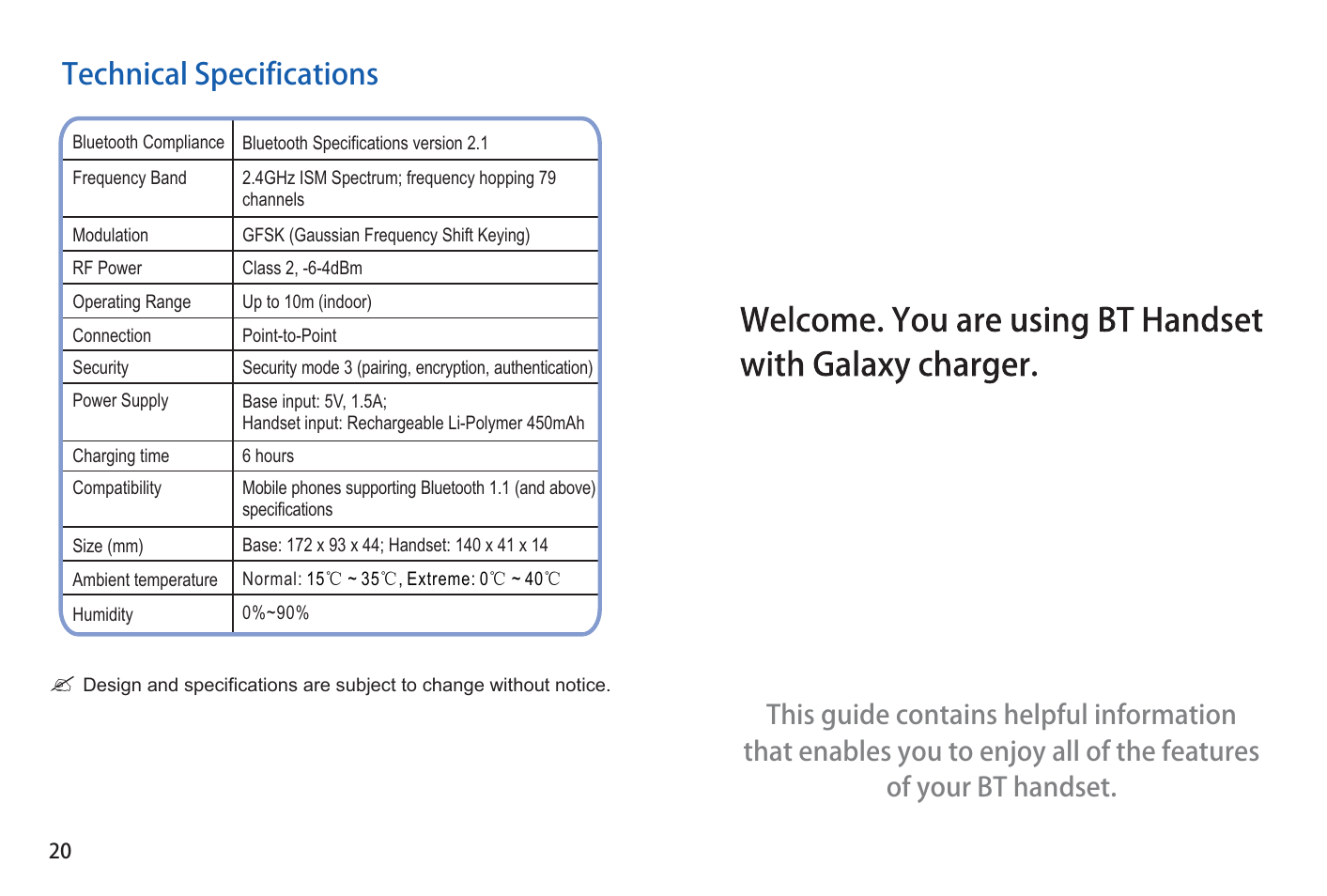 Technical specifications | iCreation G-500 User Manual | Page 2 / 23