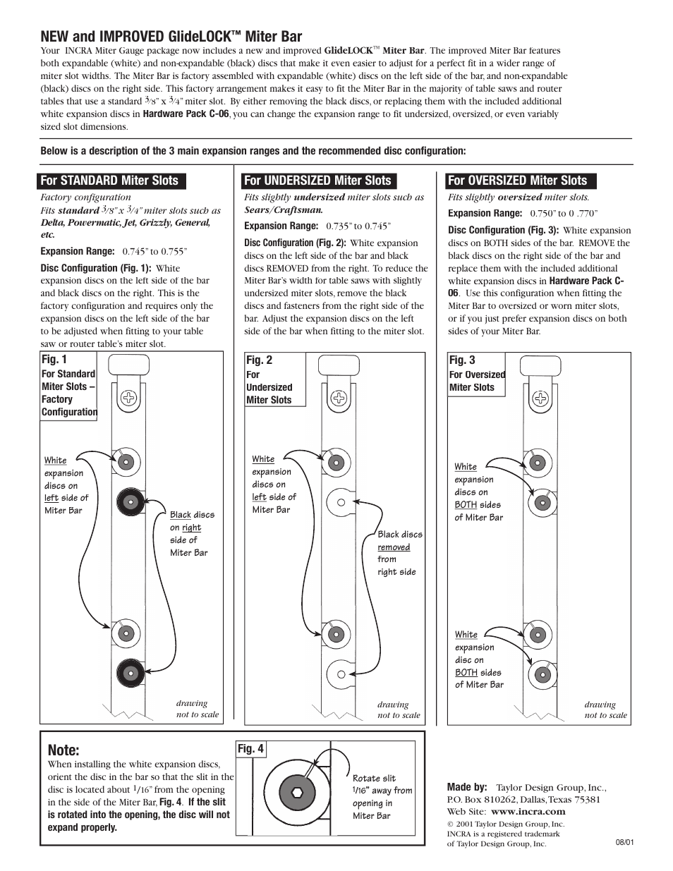 INCRA GlideLOCK Miter Bar User Manual | 1 page