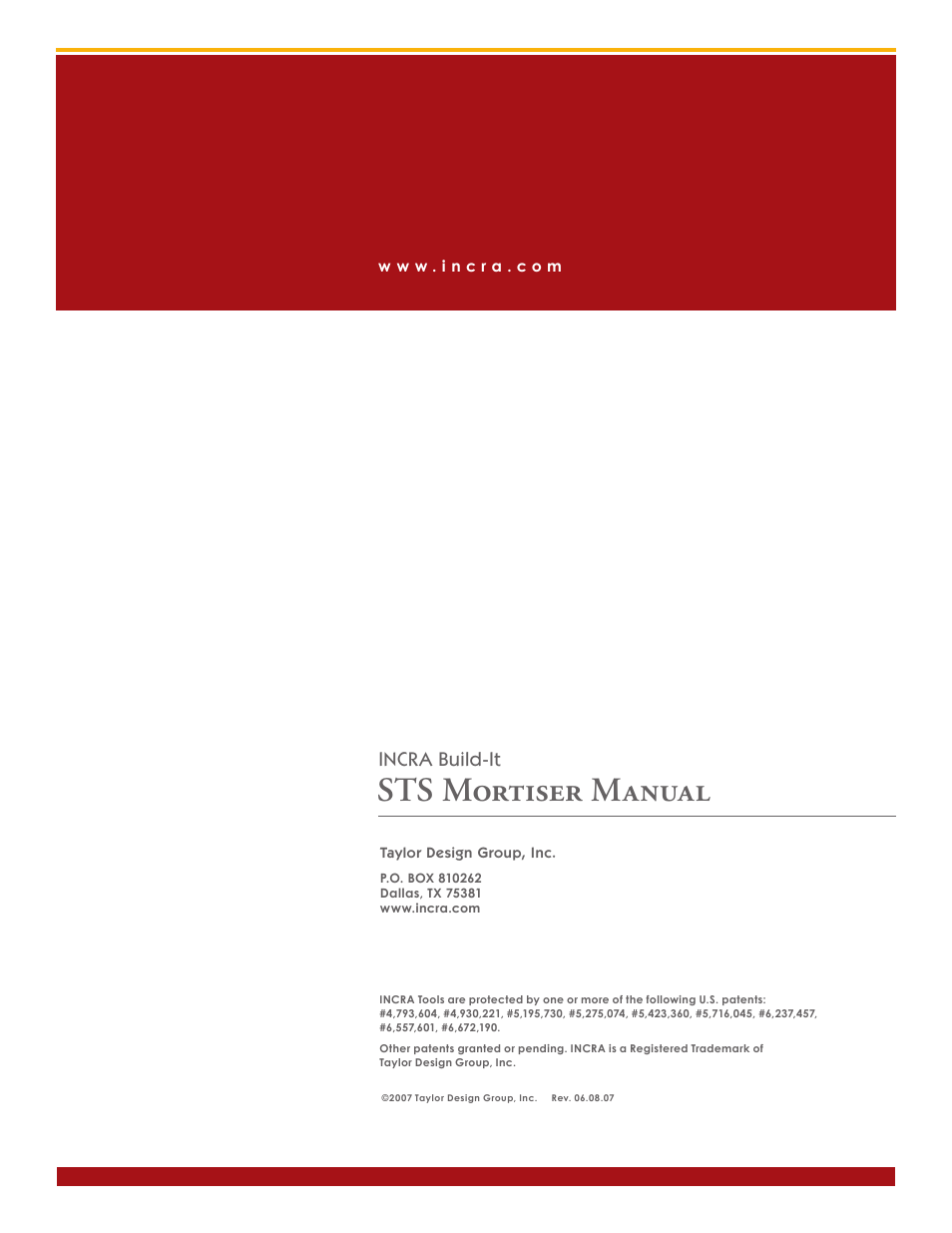 Sts mortiser manual, Incra build-it | INCRA Build-It STS Mortiser User Manual | Page 12 / 12