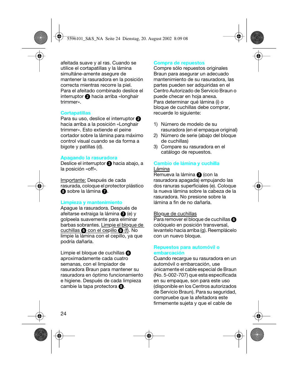 Braun 5596 User Manual | Page 24 / 25