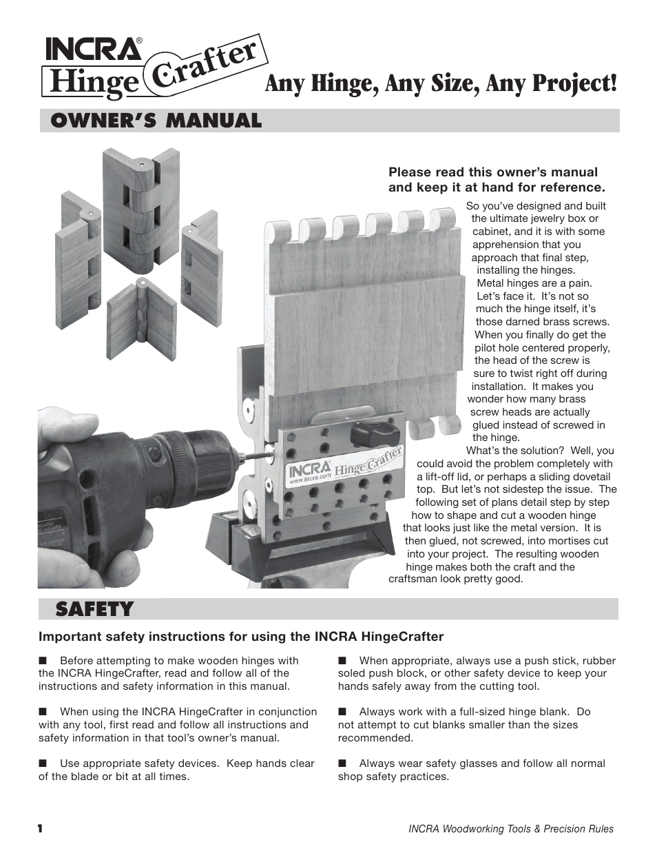 INCRA HingeCrafter User Manual | 8 pages