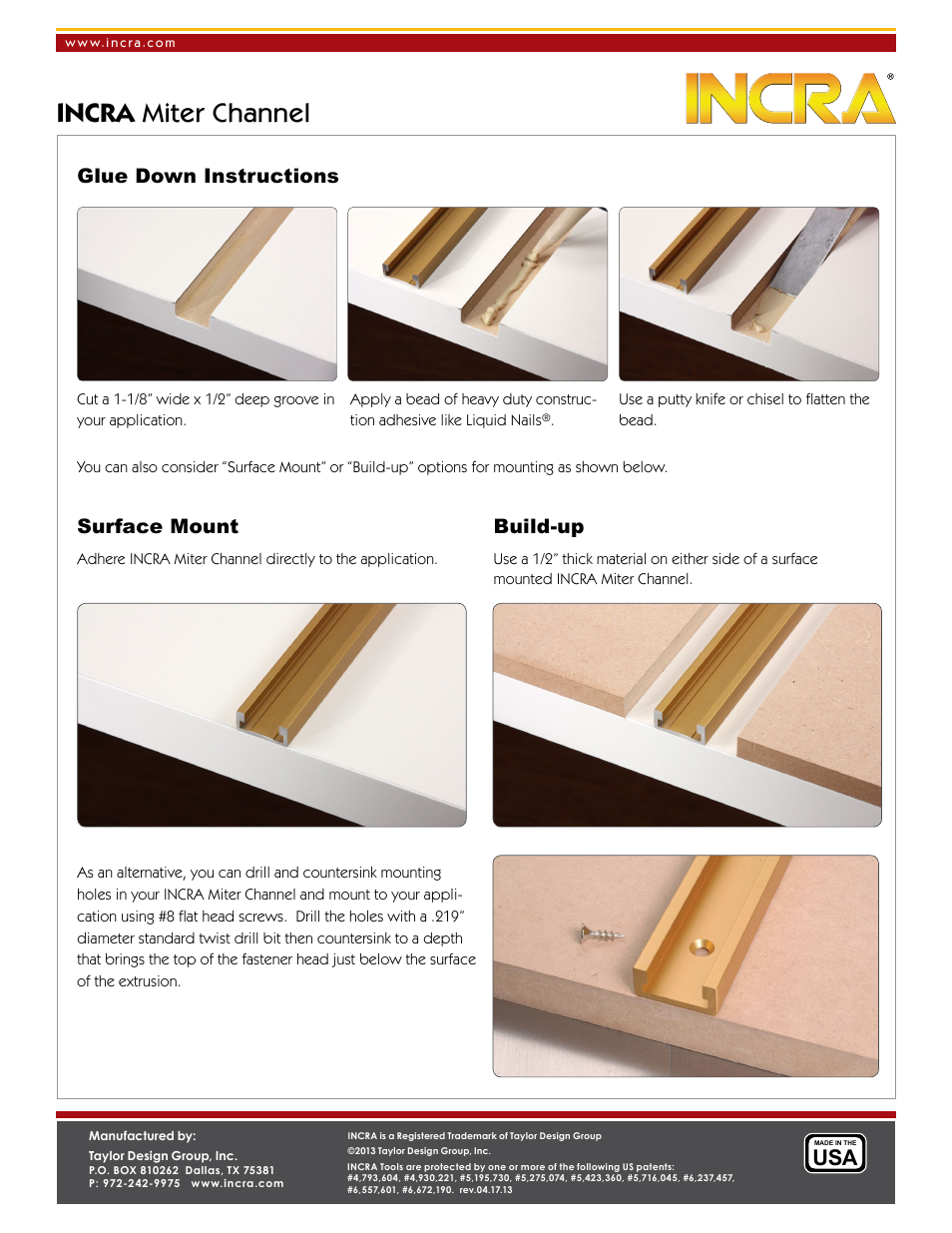 INCRA Miter Channel Glue Down User Manual | 1 page