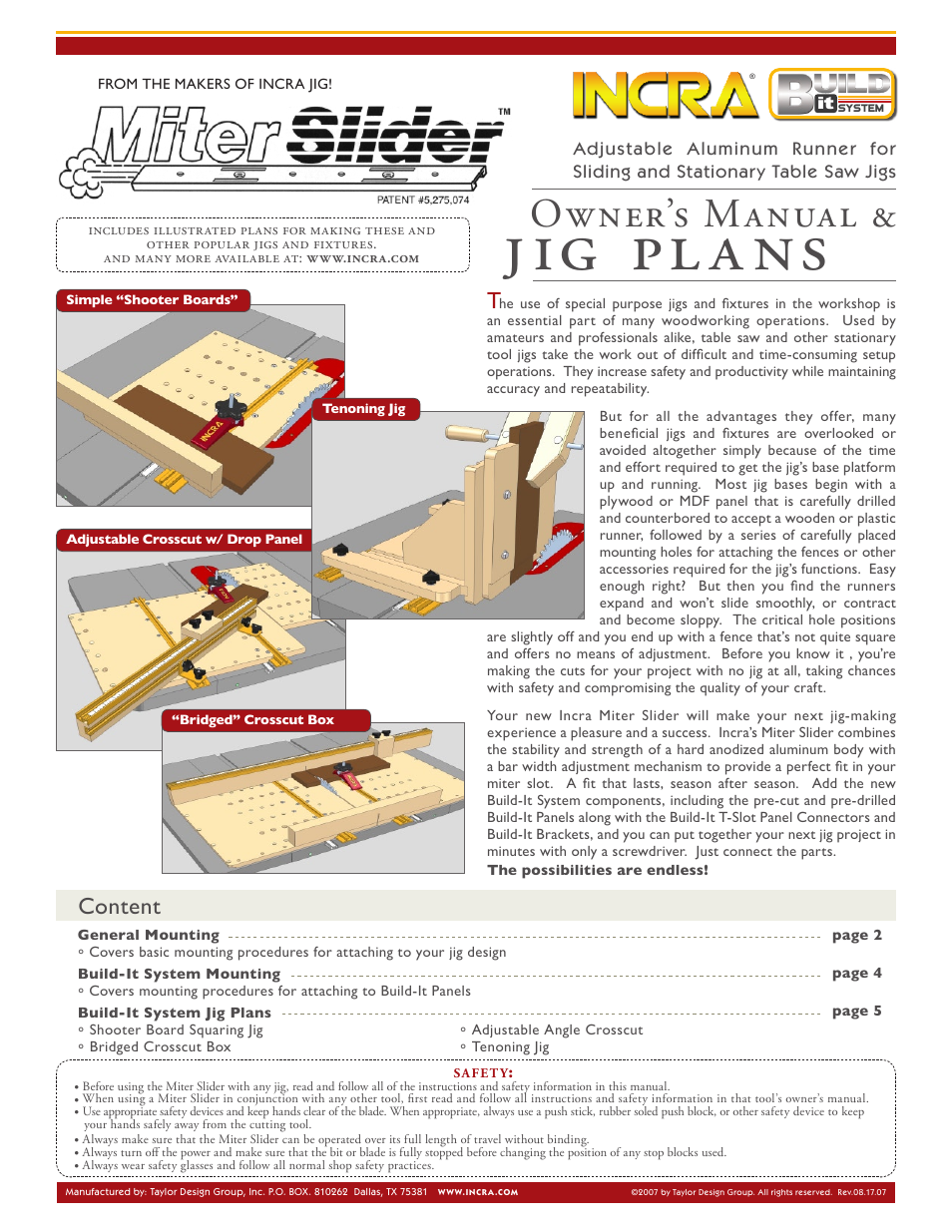 INCRA Miter Slider User Manual | 8 pages