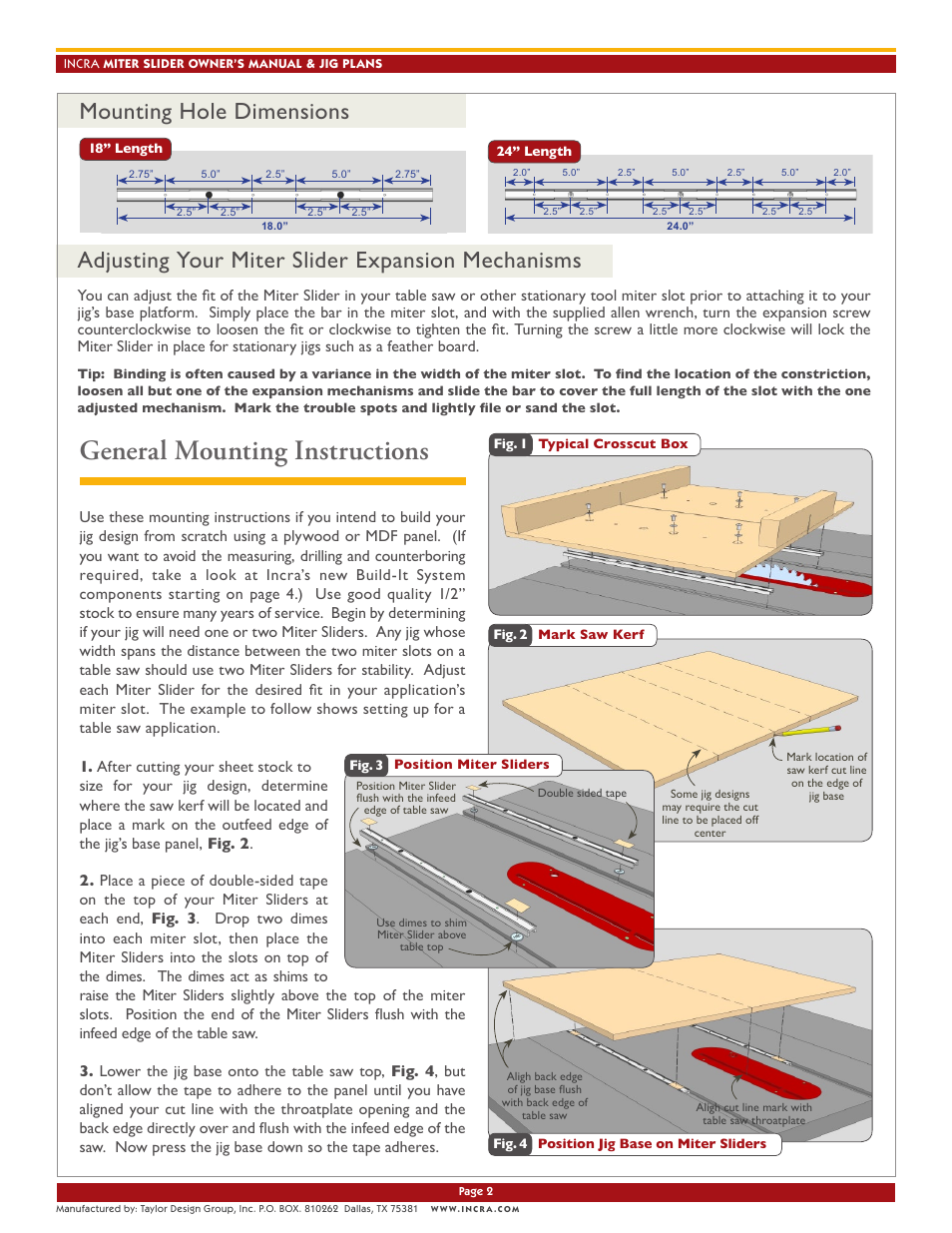 General mounting instructions | INCRA Miter Slider User Manual | Page 2 / 8