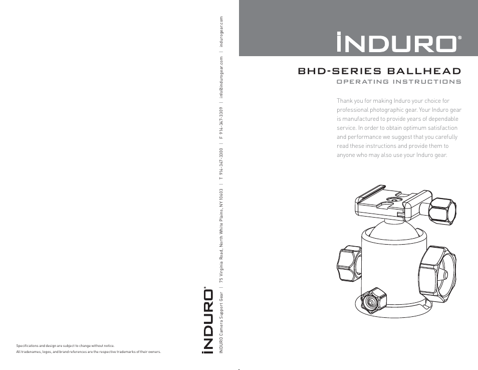 Induro BHD BallHead User Manual | 2 pages