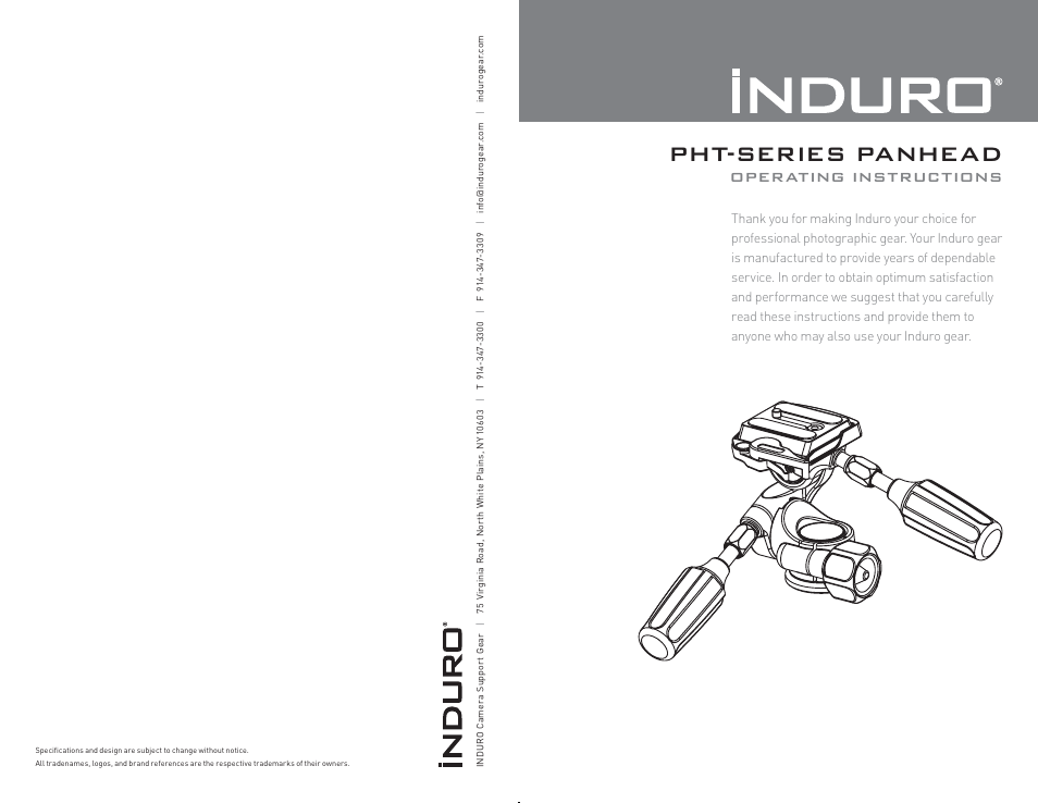 Induro PHT PanHead User Manual | 2 pages