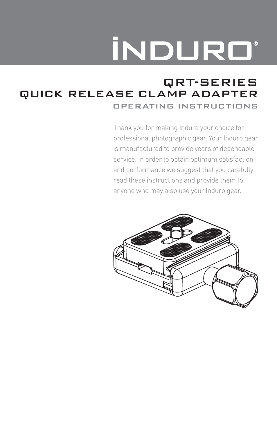 Induro QRT-Series Quick Release Clamp Adapter User Manual | 2 pages