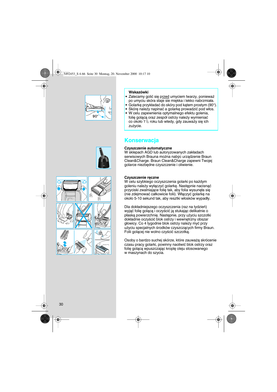 Konserwacja | Braun Syncro 7540 User Manual | Page 30 / 56