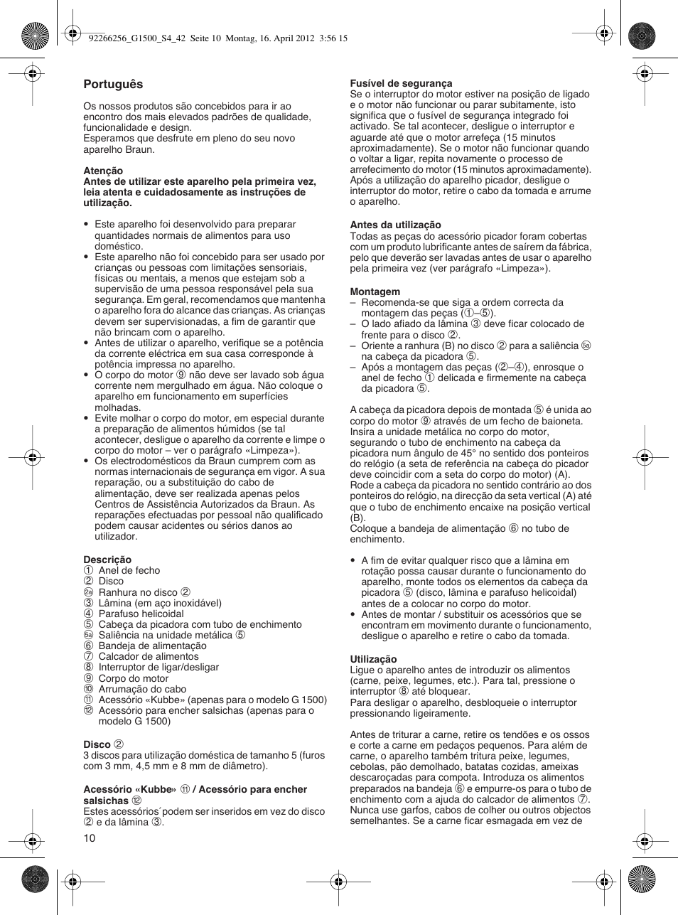 Braun Multiquick 5 G 1500 User Manual | Page 10 / 41