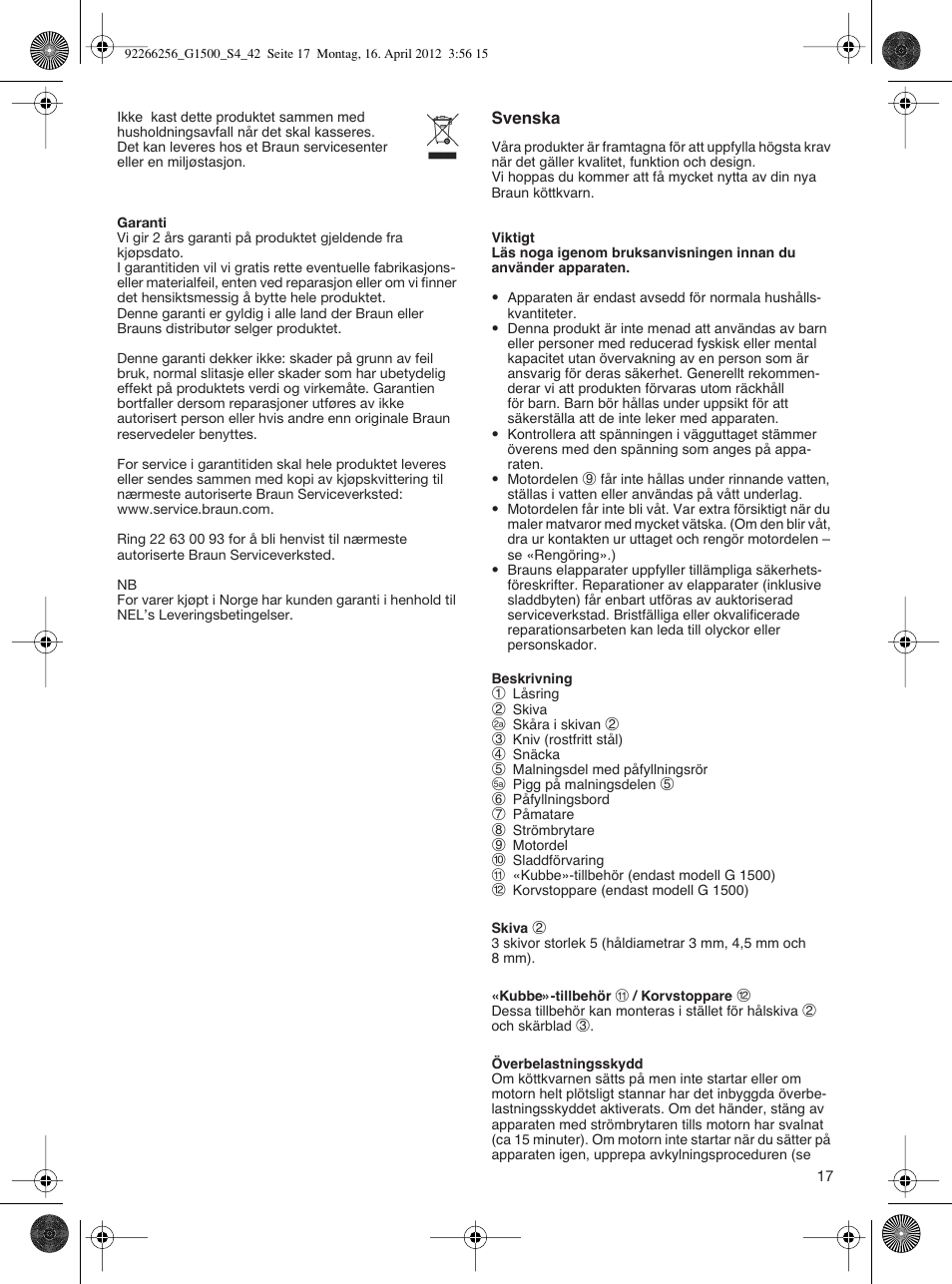 Braun Multiquick 5 G 1500 User Manual | Page 17 / 41