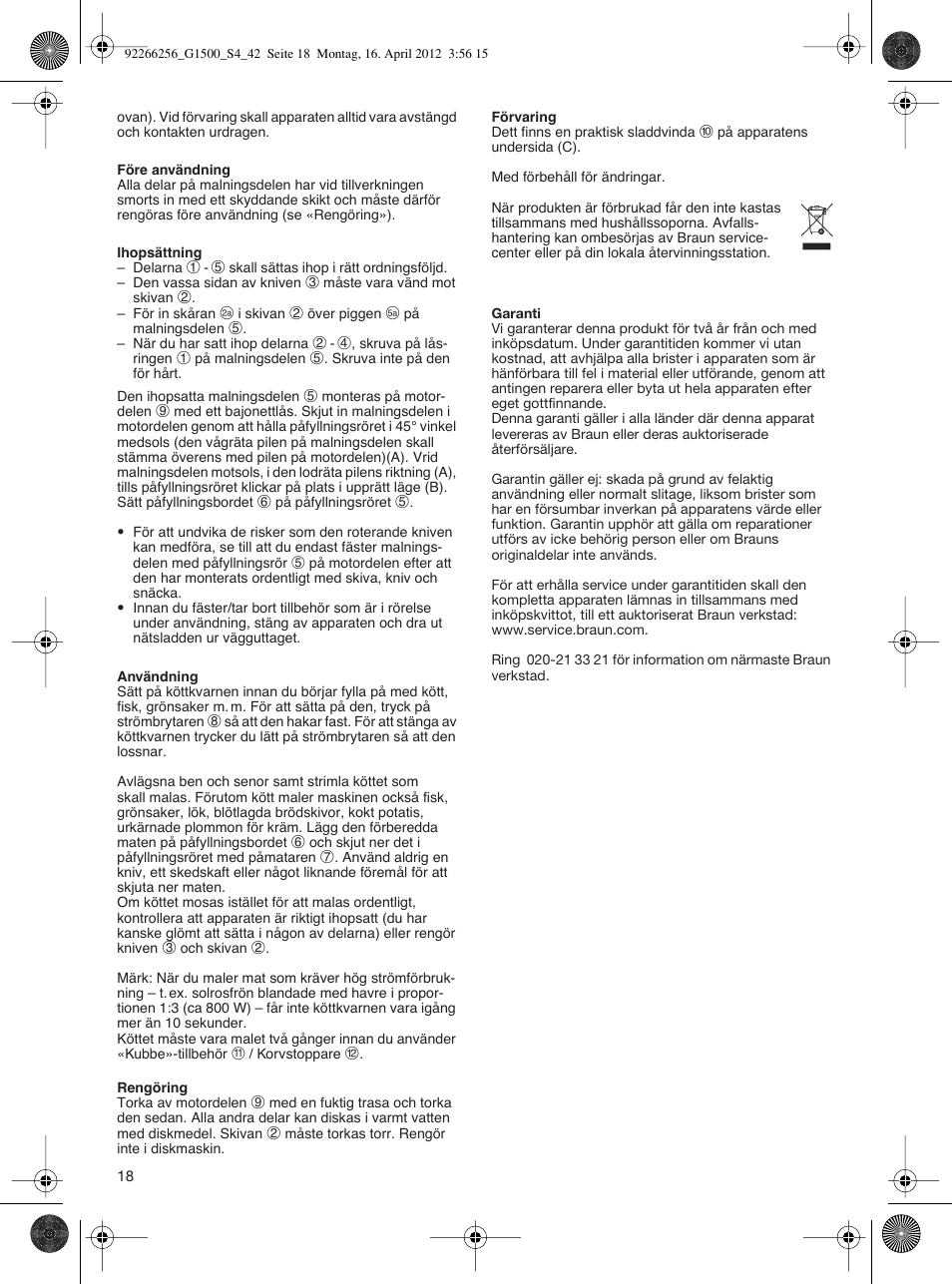 Braun Multiquick 5 G 1500 User Manual | Page 18 / 41