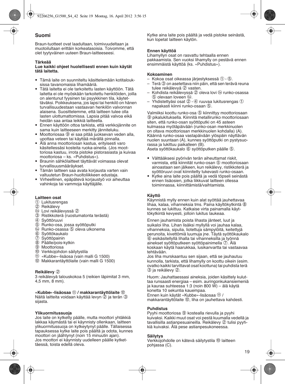 Braun Multiquick 5 G 1500 User Manual | Page 19 / 41