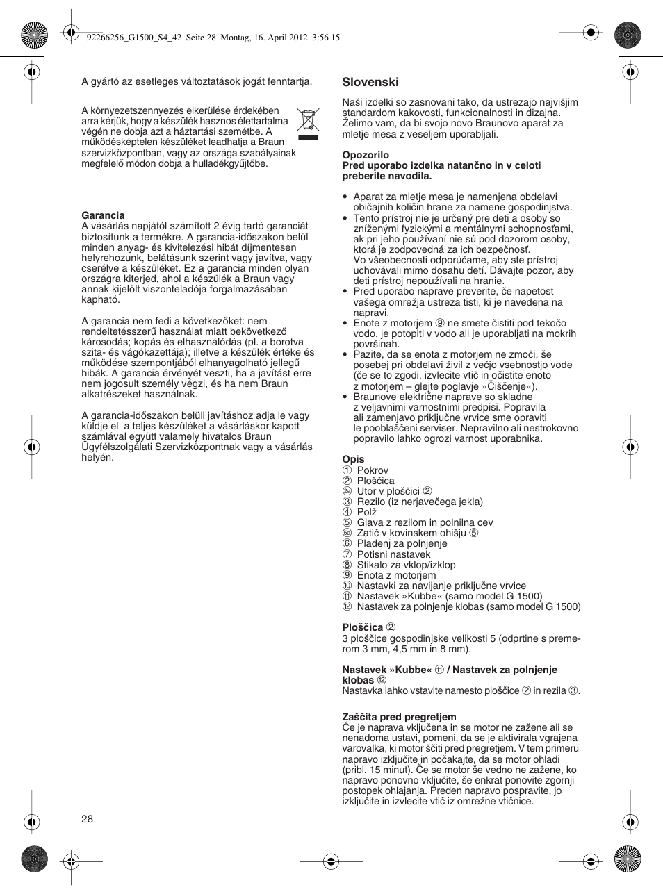 Braun Multiquick 5 G 1500 User Manual | Page 28 / 41