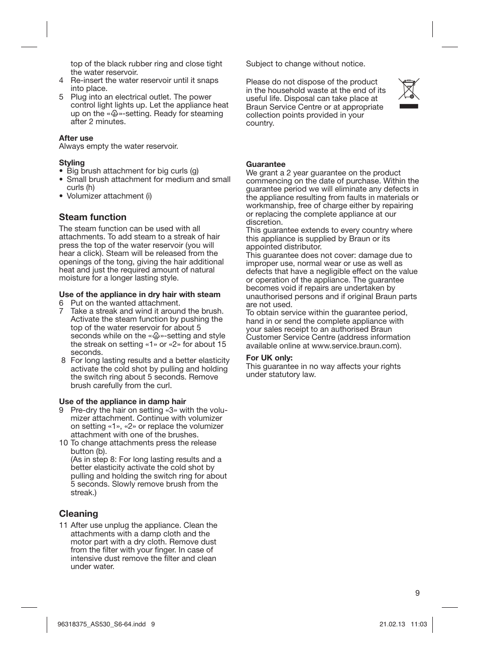 Braun Satin Hair 5 AS 530 User Manual | Page 8 / 59