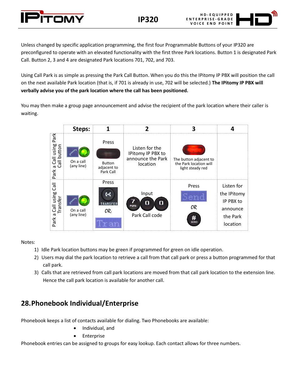 Phonebook individual/enterprise, Ip320, Steps: 1 2 3 4 | IPitomy IP320 User Manual User Manual | Page 22 / 33