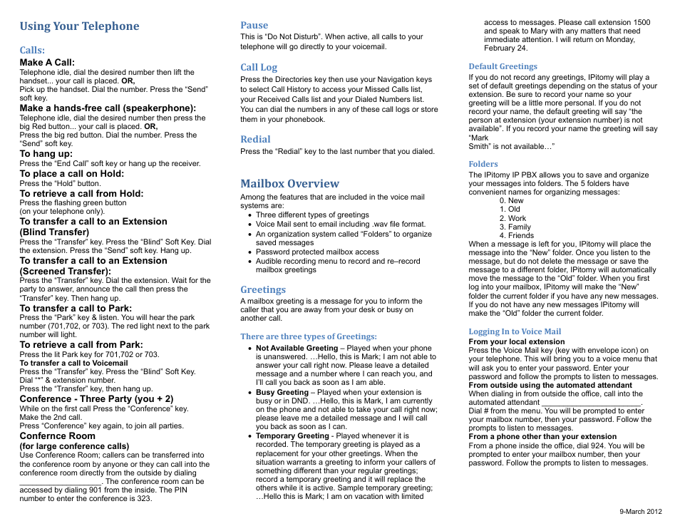 IPitomy IP620 Quick User Guide User Manual | 2 pages