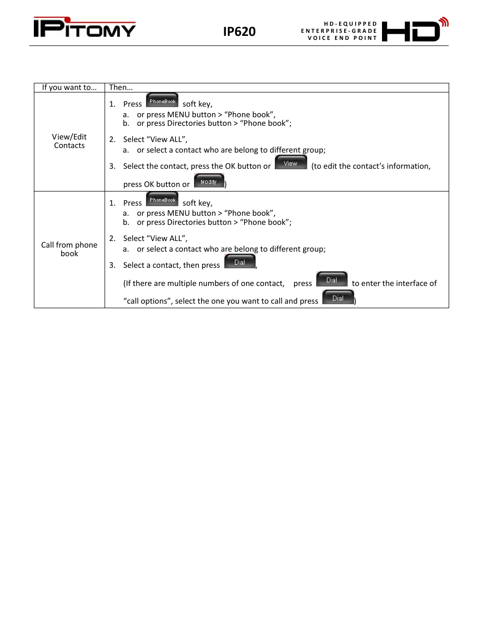 Ip620 | IPitomy IP620 User Manual User Manual | Page 25 / 52