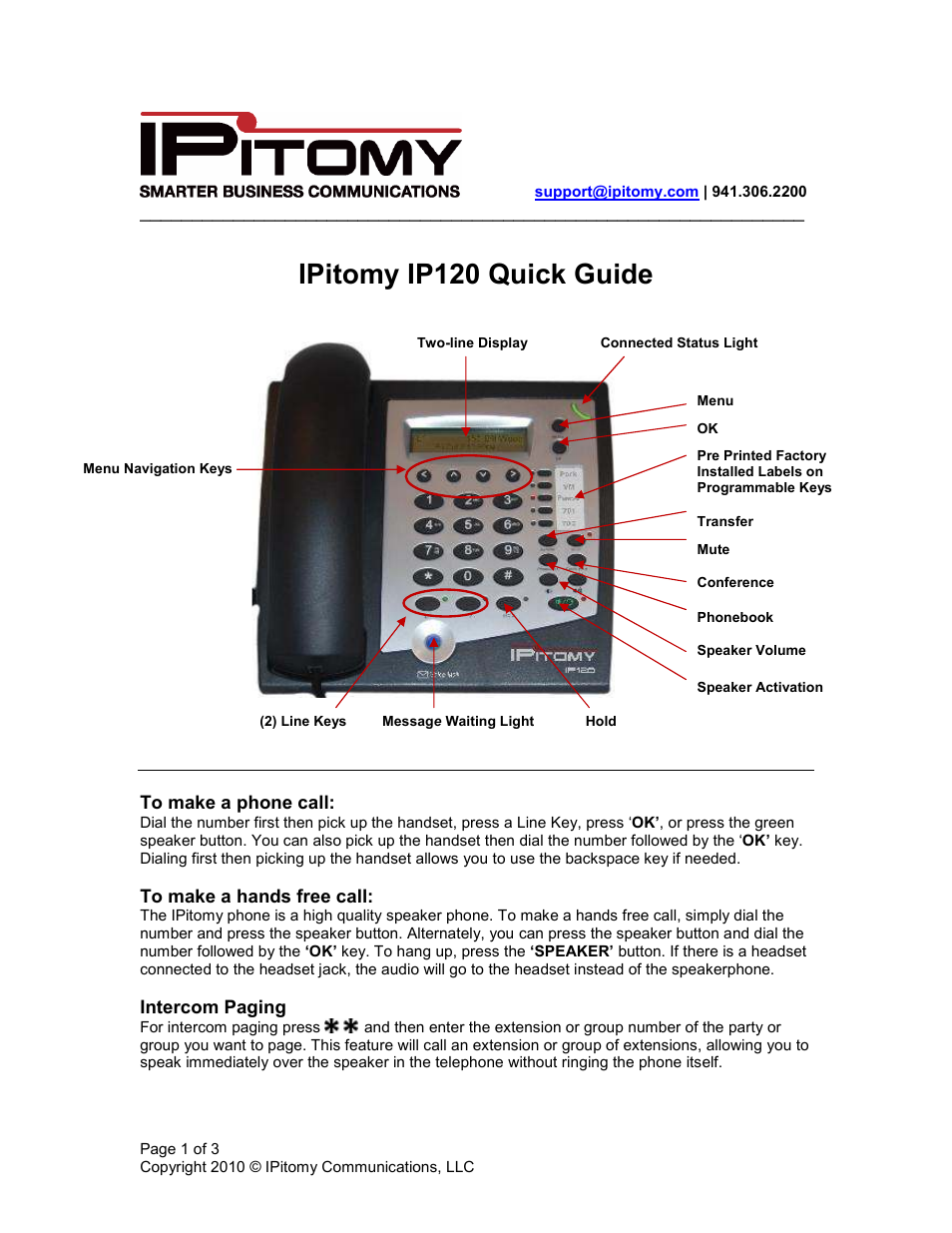 IPitomy IP120 Quick Guide User Manual | 3 pages